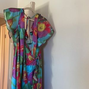 ASOS Curve Abstract Floral Satin Maxi Dress.